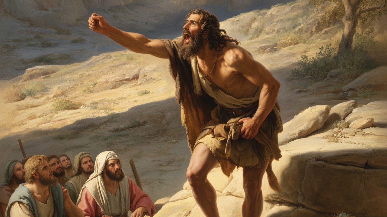 John the Baptist preaching repentance in the Judean desert