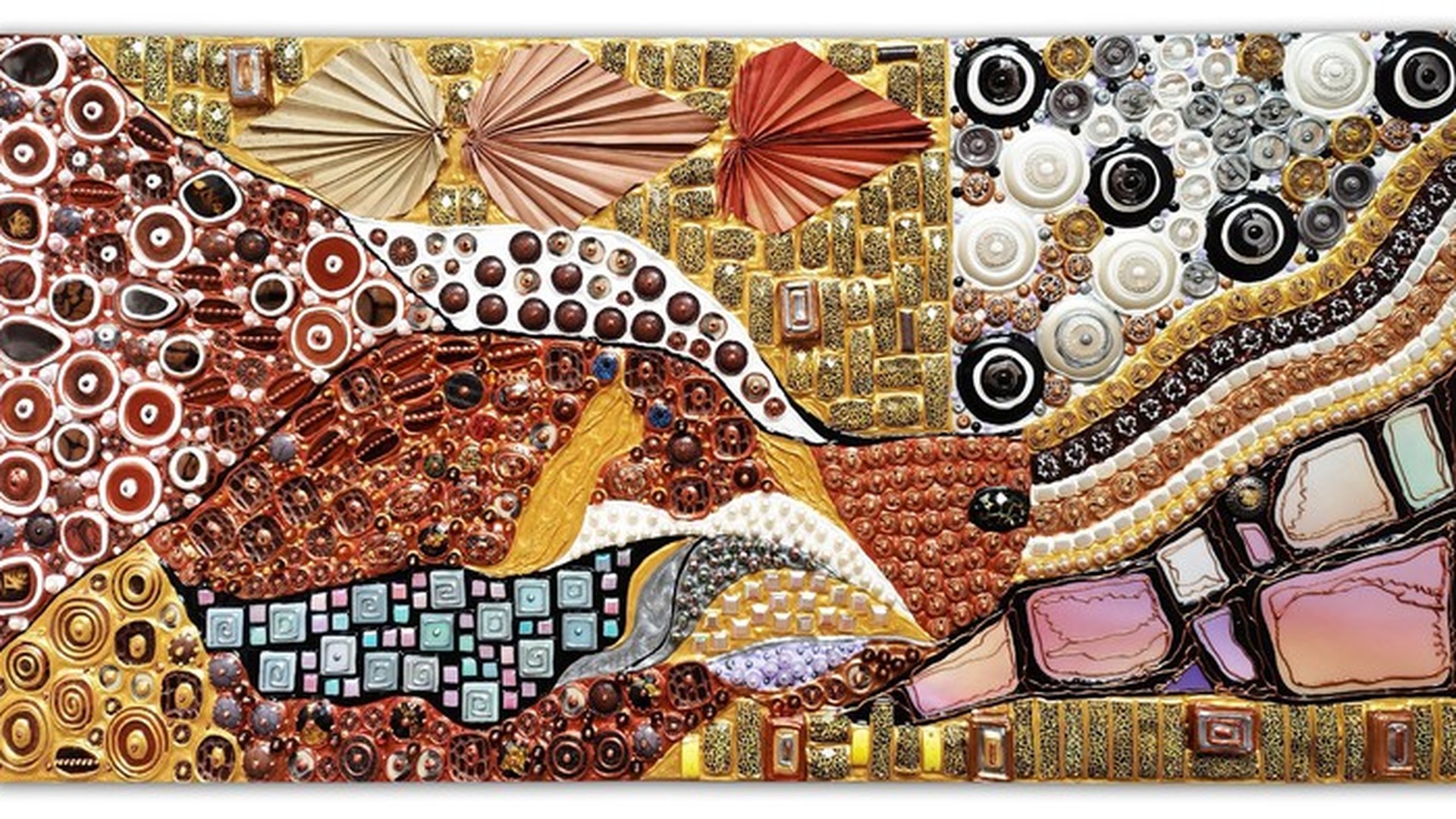 Vibrant African textile mosaic with warm earth tones