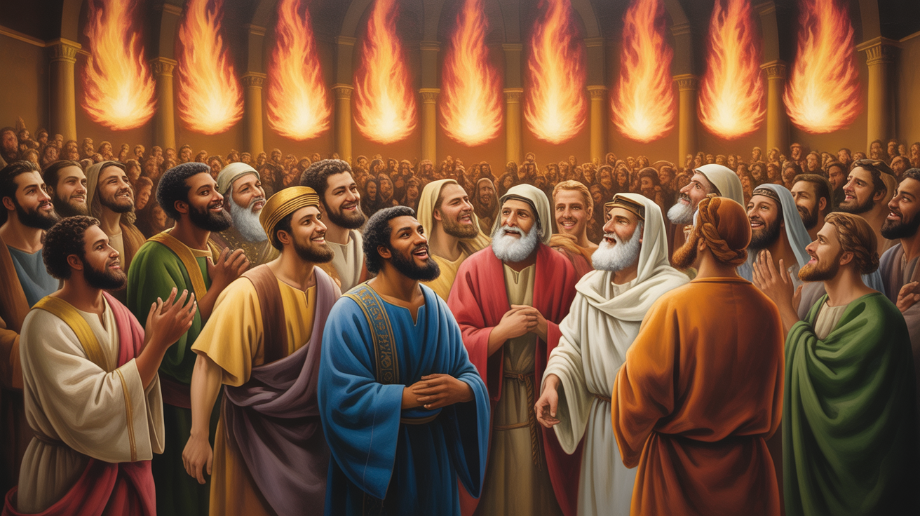 Early church Pentecost scene background